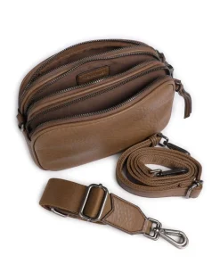 Lunar Umhängetasche genarbtes Leder braun