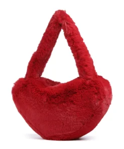 Luver Beuteltasche Kunstfell rot