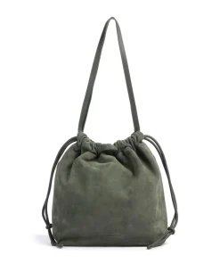 Lya Suede M Bucket bag aufgerautes Leder dunkelgrün