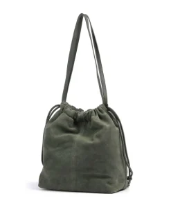Lya Suede M Bucket bag aufgerautes Leder dunkelgrün