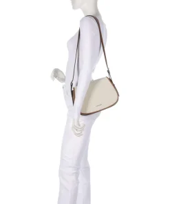 Lydia Schultertasche Canvas elfenbein/braun