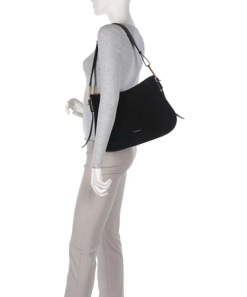 Magie Suede Beuteltasche aufgerautes Leder, genarbtes Leder schwarz