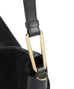 Magie Suede Beuteltasche aufgerautes Leder, genarbtes Leder schwarz