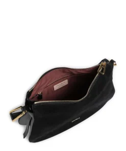 Magie Suede Beuteltasche aufgerautes Leder, genarbtes Leder schwarz