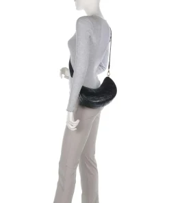 Maheki Schultertasche geprägtes Rindsleder schwarz