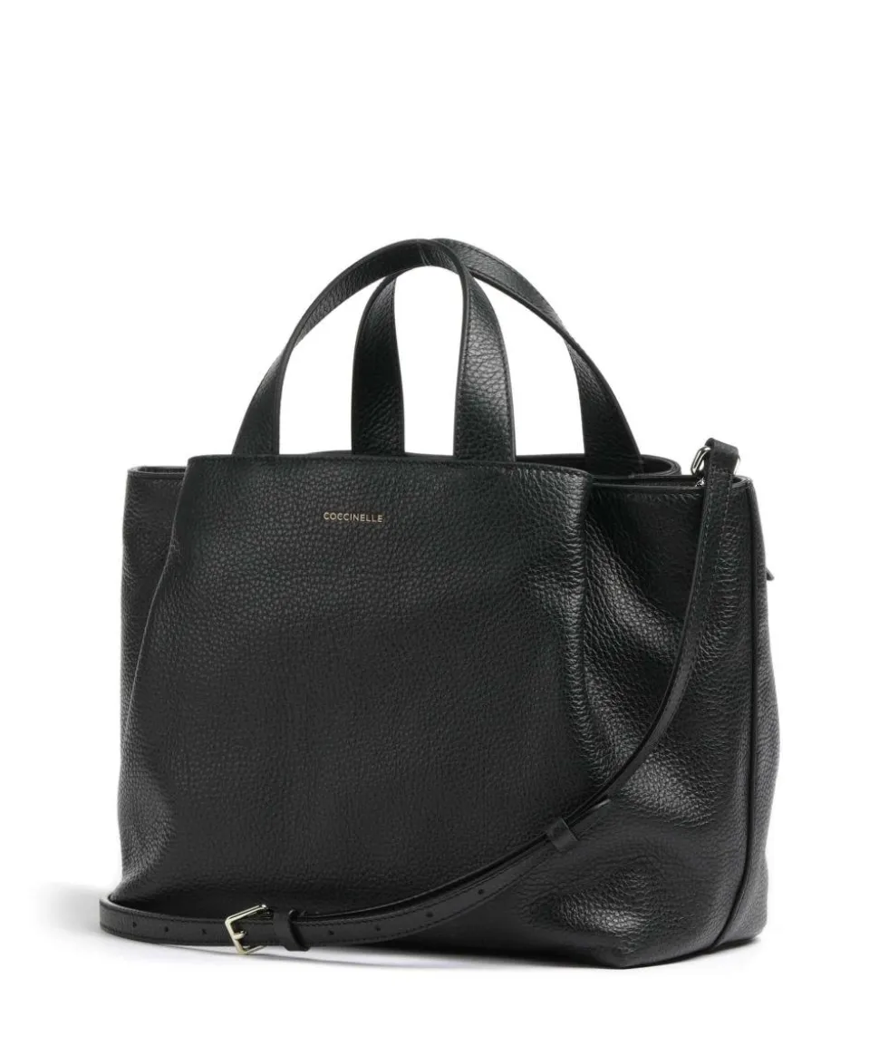 Malory Handtasche genarbtes Leder schwarz