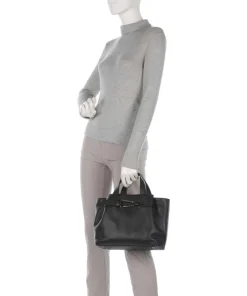 Malory Handtasche genarbtes Leder schwarz