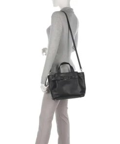 Malory Handtasche genarbtes Leder schwarz