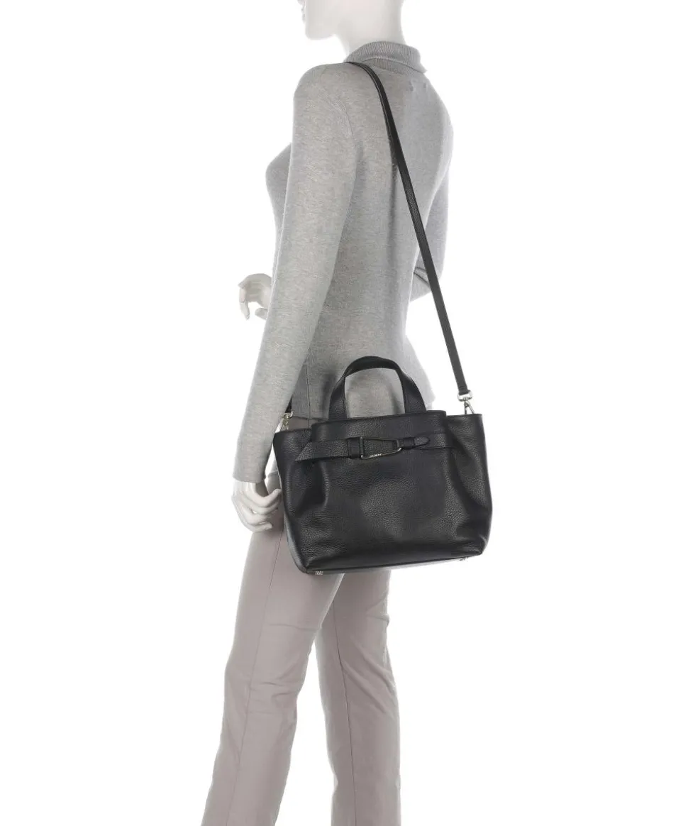 Malory Handtasche genarbtes Leder schwarz