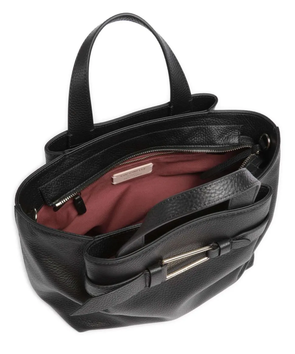 Malory Handtasche genarbtes Leder schwarz