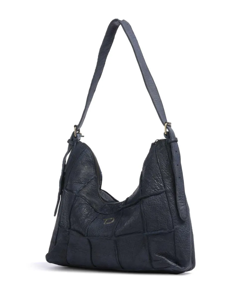 Malvengasse 5 Schultertasche genarbtes Leder navy
