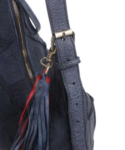 Malvengasse 5 Schultertasche genarbtes Leder navy