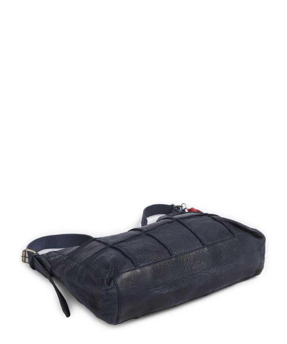 Malvengasse 5 Schultertasche genarbtes Leder navy