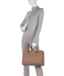 Manhattan Handtasche Lederimitat hellbraun