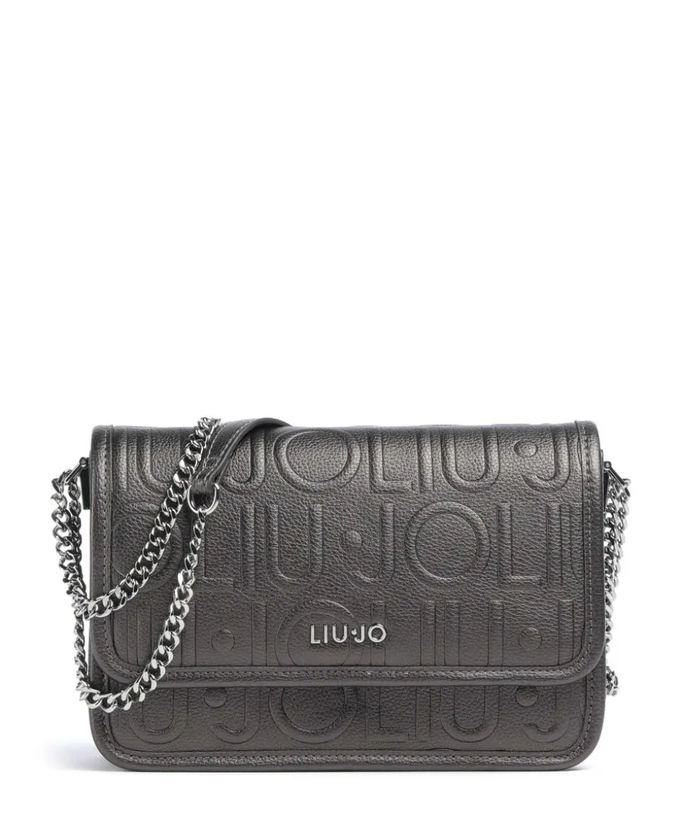 Manhattan S Schultertasche Lederimitat dunkelgrau