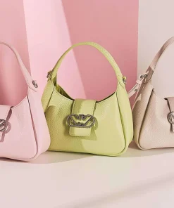 Mary-O Schultertasche genarbtes Rindsleder pistazie