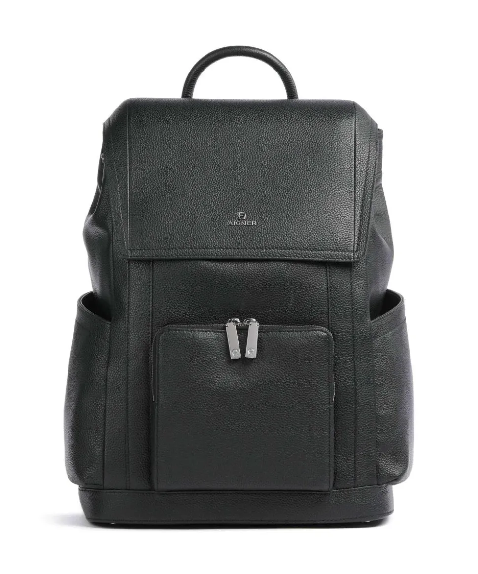 Matteo L Rucksack 13″ genarbtes Rindsleder schwarz