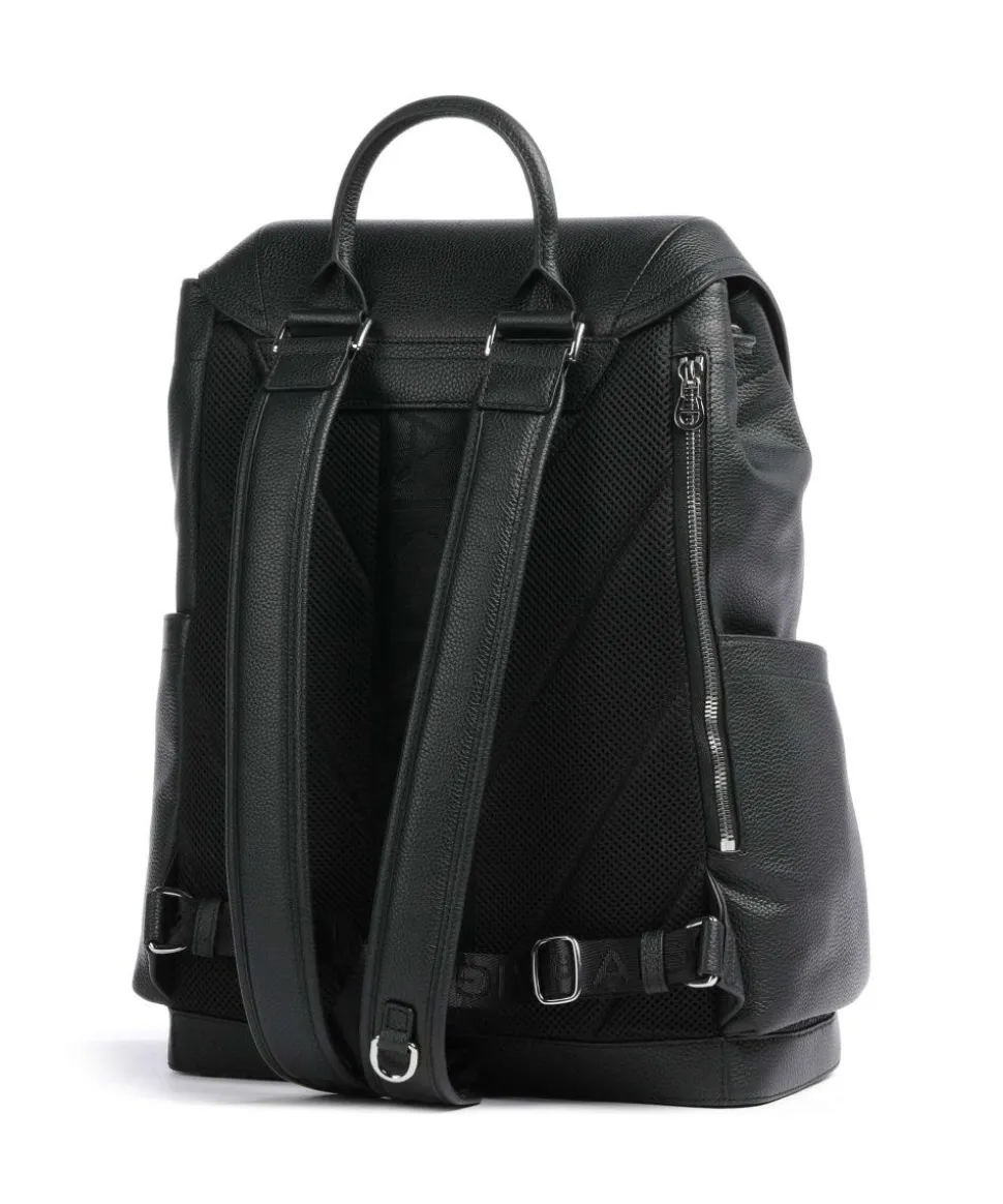 Matteo L Rucksack 13″ genarbtes Rindsleder schwarz