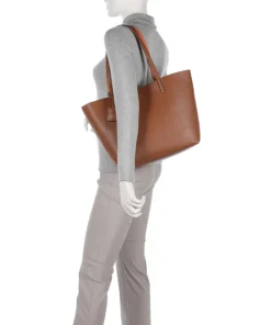 Medium Shopper Lederimitat karamellbraun