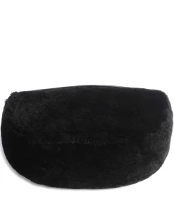 Melli Shearling S Beuteltasche fein genarbtes Leder, Kunstfell schwarz