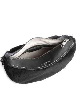 Melli Shearling S Beuteltasche fein genarbtes Leder, Kunstfell schwarz