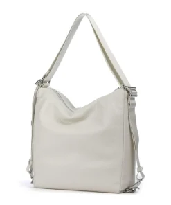 Mellow Leather Rucksack-Tasche genarbtes Kalbsleder creme
