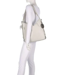 Mellow Leather Rucksack-Tasche genarbtes Kalbsleder creme