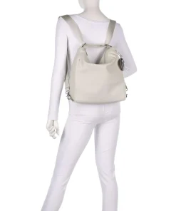 Mellow Leather Rucksack-Tasche genarbtes Kalbsleder creme