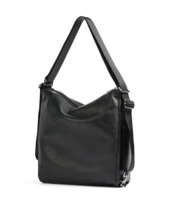 Mellow Leather Rucksack-Tasche genarbtes Kalbsleder schwarz