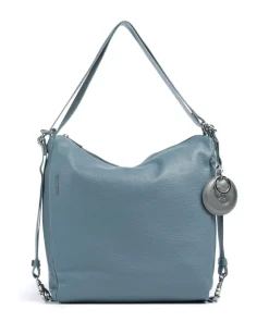 Mellow Leather Rucksack-Tasche genarbtes Kalbsleder blaugrau