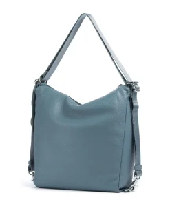 Mellow Leather Rucksack-Tasche genarbtes Kalbsleder blaugrau