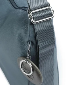 Mellow Leather Rucksack-Tasche genarbtes Kalbsleder blaugrau