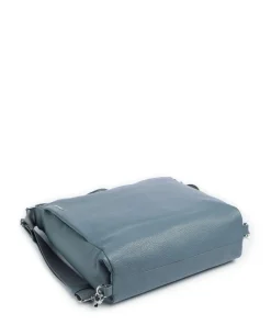 Mellow Leather Rucksack-Tasche genarbtes Kalbsleder blaugrau