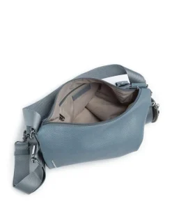 Mellow Leather Rucksack-Tasche genarbtes Kalbsleder blaugrau