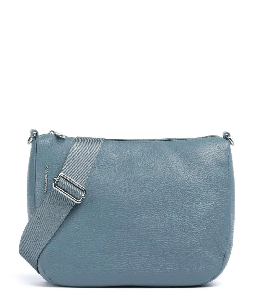 Mellow Leather Umhängetasche genarbtes Kalbsleder blaugrau