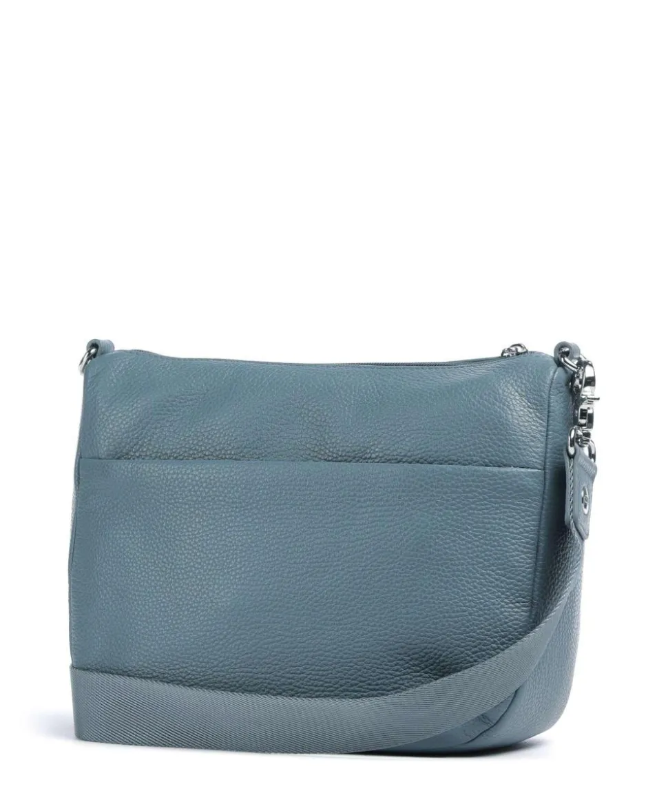 Mellow Leather Umhängetasche genarbtes Kalbsleder blaugrau