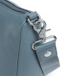 Mellow Leather Umhängetasche genarbtes Kalbsleder blaugrau