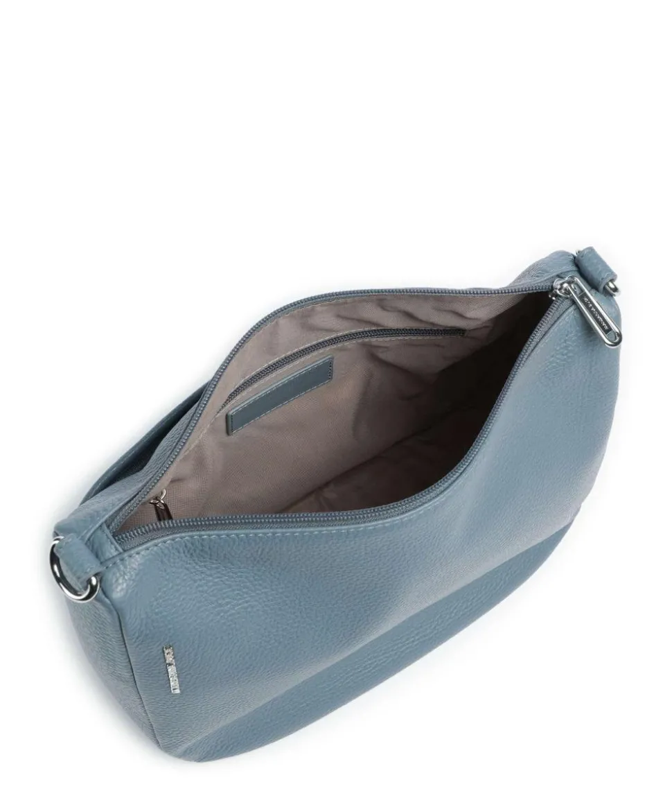 Mellow Leather Umhängetasche genarbtes Kalbsleder blaugrau