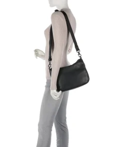 Mellow Leather Umhängetasche genarbtes Kalbsleder schwarz