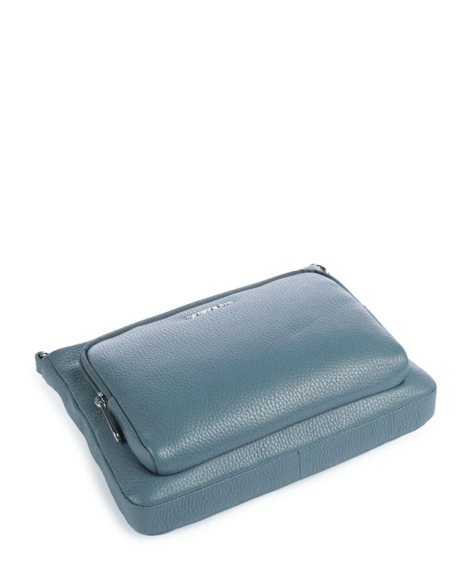 Mellow Leather Umhängetasche genarbtes Kalbsleder blaugrau
