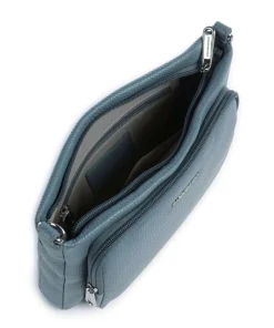 Mellow Leather Umhängetasche genarbtes Kalbsleder blaugrau