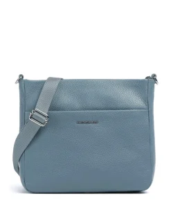Mellow Leather Umhängetasche genarbtes Kalbsleder blaugrau