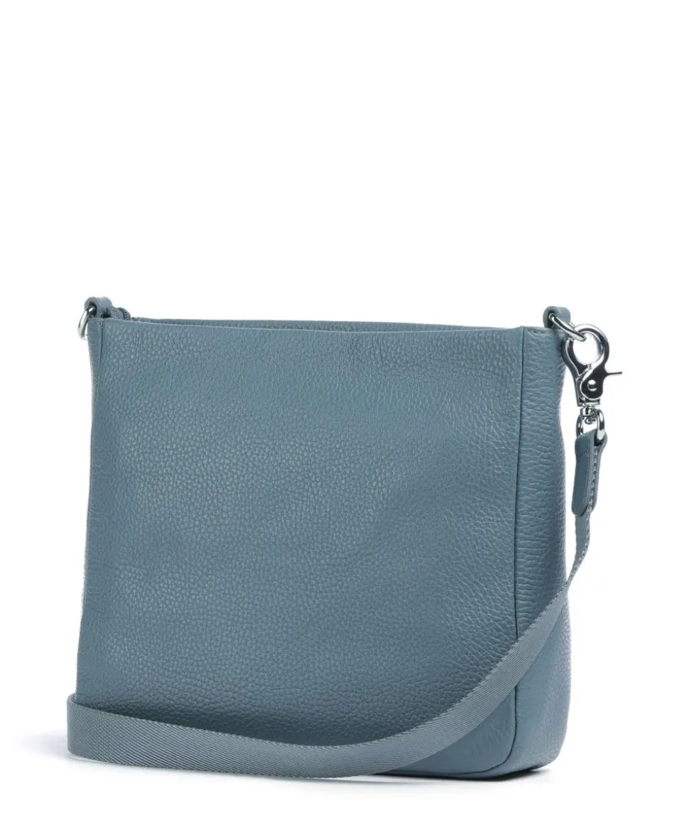 Mellow Leather Umhängetasche genarbtes Kalbsleder blaugrau