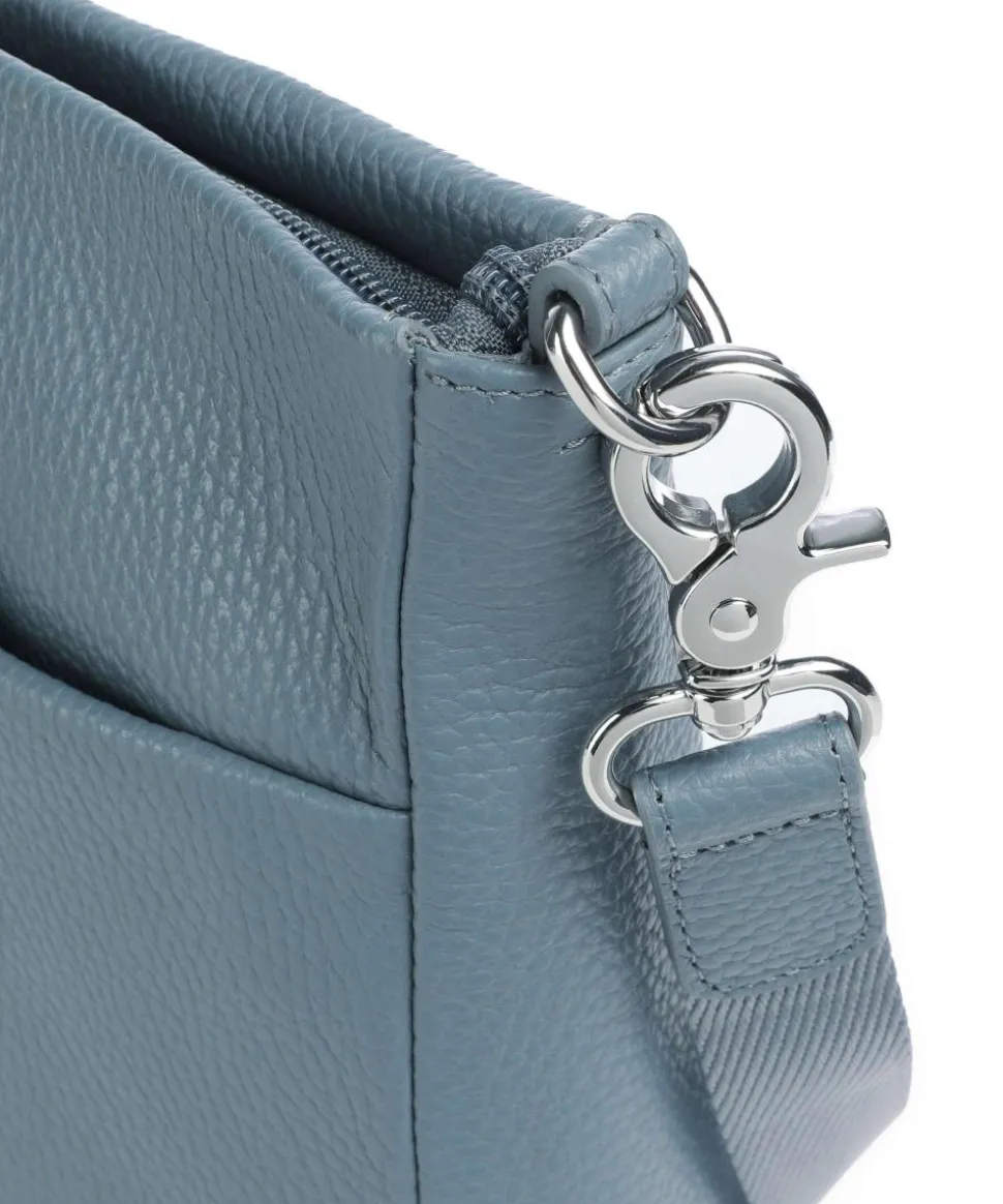 Mellow Leather Umhängetasche genarbtes Kalbsleder blaugrau