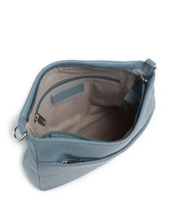 Mellow Leather Umhängetasche genarbtes Kalbsleder blaugrau