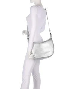 Mellow Metal Umhängetasche genarbtes Kalbsleder silber