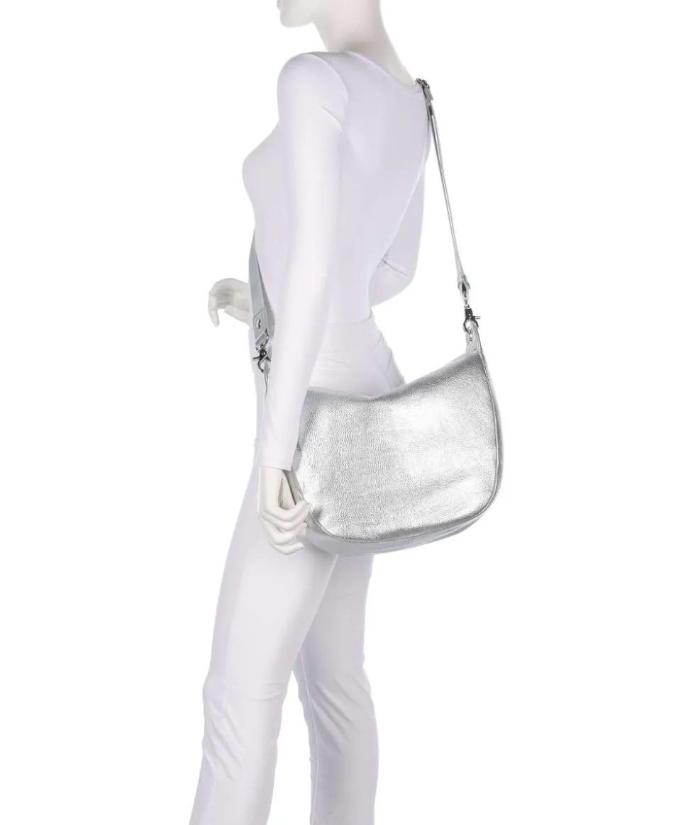 Mellow Metal Umhängetasche genarbtes Kalbsleder silber