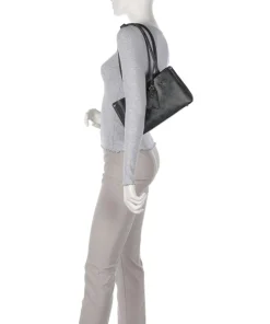 Meridian 4G Logo Schultertasche Lederimitat anthrazit