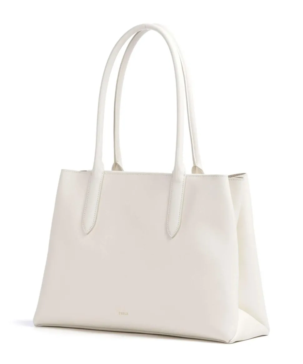 Meridiana L Shopper fein genarbtes Leder weiß