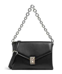 Meridiana M Schultertasche fein genarbtes Kalbsleder schwarz